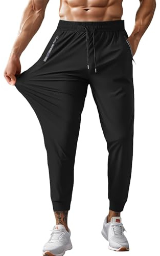 Pantalones deportivos de senderismo para hombre, resistentes al agua, con bolsillos con cremallera, ligeros, de secado rápido, para exteriores, viajes, pesca, correr, entrenamiento, pantalones