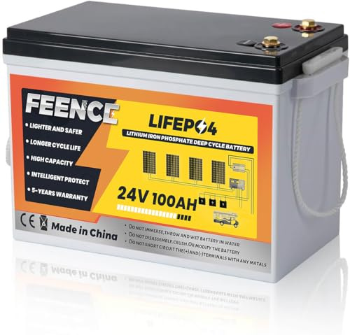 Max. 5120kWh Mini 24V 100Ah LiFePO4 Lithium Batterie mit Integriertem 200A BMS und Tieftemperaturschutz, ideal für 24V Trolling-Motoren(Bassboote), Wohnmobile und netzunabhängige Anwendungen