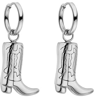 Purelei Boots Ohrringe – wasserfest | Creolen mit Cowboy-Boot Anhänger aus Edelstahl | 14K Vergoldung, Silber & 18K Rosévergoldung | Trendige Statement-Ohrringe