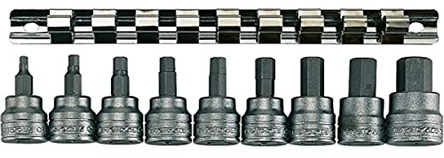 Teng M3812 10 Piece Clip Rail Hex Key Socket Set Metric- 3/8in Square Drive