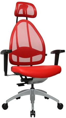 Topstar J170T S01 Open Art 10, Design- und Komfort-Drehstuhl, Bürostuhl, Schreibtischstuhl, inkl. Armlehnen, rot, alusilber