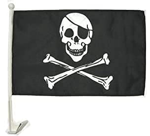AZ FLAG - Autofahne Pirat Totenkopf - 45x30 cm - Piraten Totenkopf Autoflagge 30 x 45 Cm - Auto Flaggen