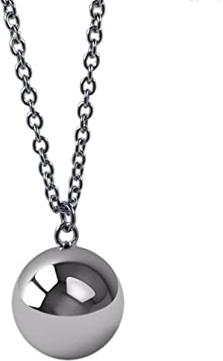 OUTLETISSIMO® Cadena/collar con colgante llamador de ángeles, bola mexicana plateada de 2,2 cm, cadena de 70 cm de longitud, cód. V2