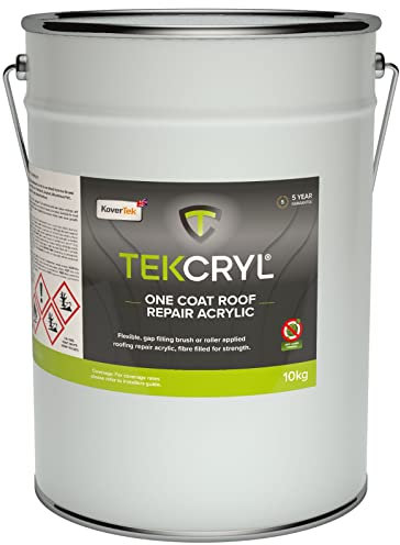 The only 5yr guaranteed repair acrylic! One Coat Roof Sealer, 10kg Black, Roof Repair, Compound (All roof types, including, Asbestos, Felt, Bitumin, Tiled, GRP)