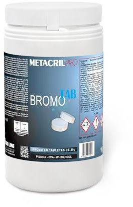 Metacril Pro Bromo Tab, a base de bromo, en pastillas de 20 g, ideal para piscina o spa de hidromasaje – 1 kg