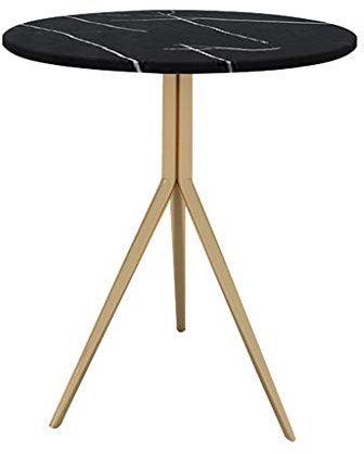 Dreibeinigen Marmor Couchtisch Runde Edelstahl Beine Wohnzimmer Schlafzimmer Balkon minimalistischen Beistelltisch (Farbe : SCHWARZ)