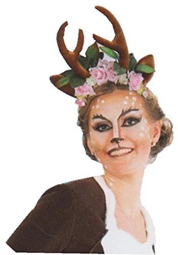 narrenwelt Haarreif REH REHLEIN mit Rosen rosa Kopfschmuck Geweih Rentier Hirsch Weihnachen