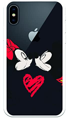 Case for iPhone X - XS Official Disney Classics Mickey and Minnie Kiss to Protect Your Mobile Phone Flexible Silicone Case with Official Disney License