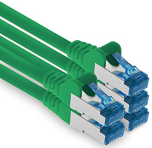 3m - CAT.6 - Cable de red Ethernet Gigabit Lan RJ45 CAT6 Cat6a 10Gbit/s - verde - 5 piezas