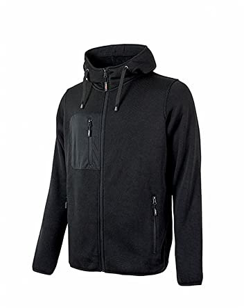 U-Power Rainbow, Felpa con Zip Intera, Tasche Ampie, Morbido Pile, Tessuto in Cotone Stretch, Collo Alto, Cappuccio Regolabile, Abbigliamento Invernale Confortevole (BLACK CARBON - XL)
