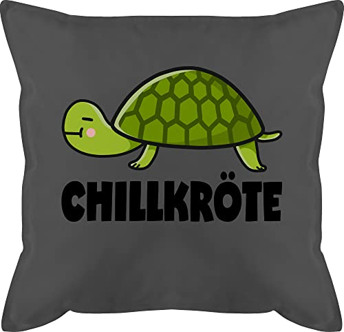 Kissen 50x50 - Statement - Chillkröte - 50 x 50 cm - Grau - Statement-Kissen Statements kröte mit füllung kopfkissen schwarz sprüche chill bezug Turtle sofakissen Turtles Pillow Chiller Cushion