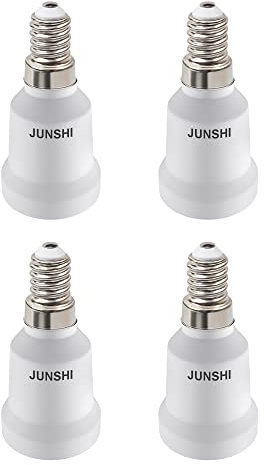 JUNSHI Confezione da 4 adattatori da E14 a E27 Convertitore di presa per lampada, potenza massima 200 W, resistente al calore fino a 150 ℃, resistente al fuoco, attacco a vite E14 a attacco Edison E27