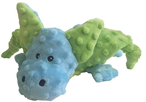 GLORIA 8432288110522 Stofftier für Hunde - grün/Blaue Farbe - Größe 24 cm - Name Mini Smaug - mit Squeacker, Verde/Azul