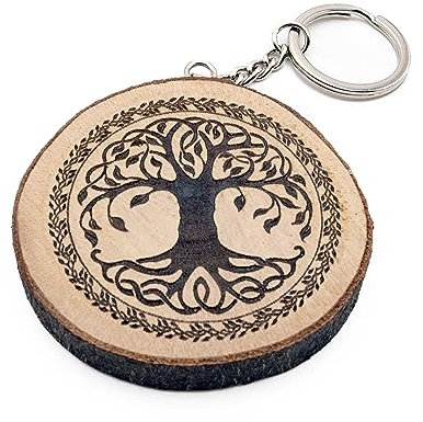 Generico Porte-clés en bois naturel avec arbre de vie - The Tree of Life, marron, taille unique