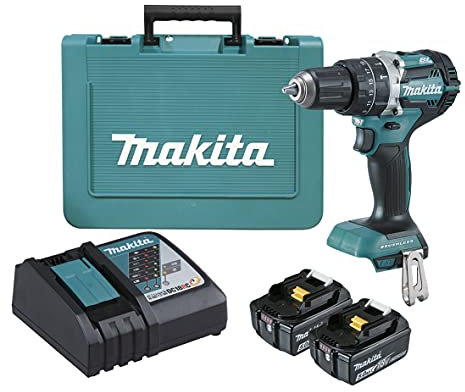 Makita DHP484RTE - Juego de taladro atornillador compacto sin escobillas (18 V)