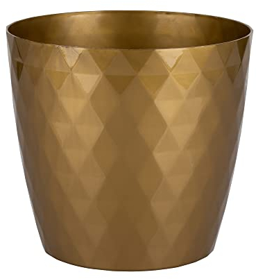 Home Garden Ornaments Plant Pots Indoor, Indoor Plant Pot - Decorative Plastic Flower Pots with Glossy Crystal Surface (Diameter: 12cm, Colour: Gold)