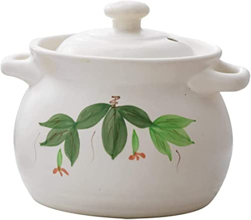 TANFEI Terracotta Casserole Pot Ceramic Casserole Clay Pot Clay Cooking Pot Casserole Household Ceramic Heat-Resistant Crock Pot Stew Pot Soup Pot (1.5L)