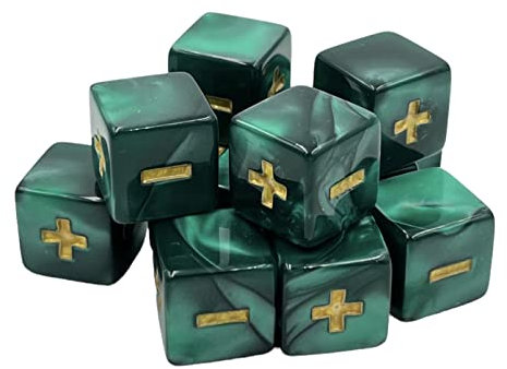 Dice4friends DIC37411 Würfelset: Fate/Fudge Marble DarkGreen (12) Würfel