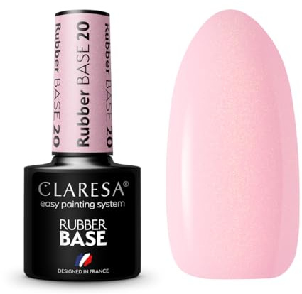 Claresa Gummibasis 20 5 ml selbstformend mit Glasfasern zur Verwendung sowohl für Abdeckungen als auch für Verlängerungen von bis zu 1 cm