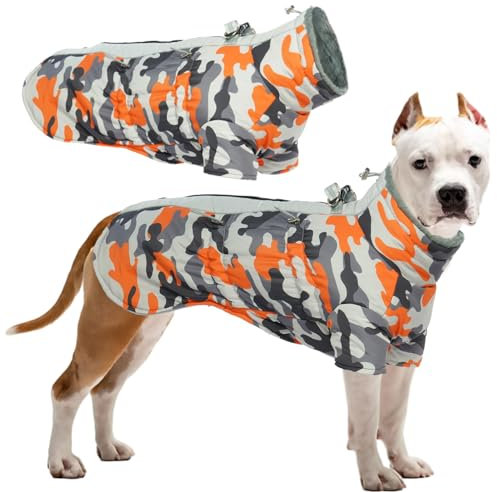 Katzinst Hunde Wintermantel, Wasserdichter Hundemantel mit Beinen Reflektierend Hundejacke mit Bauchschutz Hundebekleidung Outfit Hundemantel für Grosse Hunde, Deutscher Schäferhund Labrador, XL