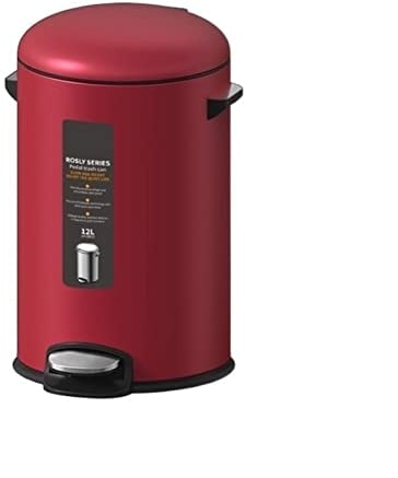 Cubo de basura 12L Hogar Cocina de acero inoxidable Cubo de basura Hogar Sala de estar Oficina Operado a pie (Rojo)