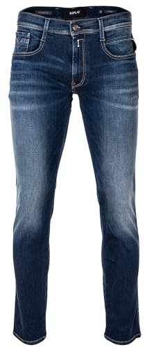 Replay Herren Jeans Anbass Slim-Fit Hyperflex mit Stretch, Dark Blue 007-2 (Blau), 33W / 34L