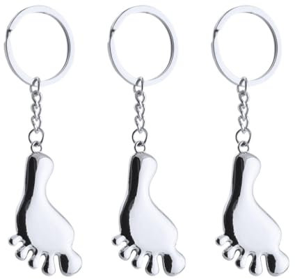 COLLBATH 3stücke Fußabdruck-schlüsselanhänger Mit Ring Aus Metall Fußform Schlüsselanhänger Zum Aufhängen Für Schlüssel Oder Taschen Langlebig Und Verschleißfest