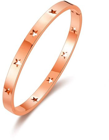 Philip Jones Rose Gold Plated Stainless Steel Star Bangle (7 Inch)