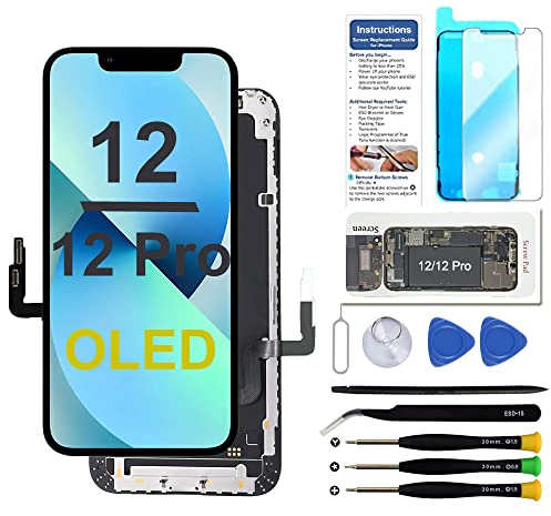 TSIOFO Display für iPhone 12/12 Pro OLED Ersatz Bildschirm 6,1 Zoll,für iPhone 12(A2172, A2402, A2403, A2404)/12 Pro(A2341, A2406, A2407, A2408),Touch Screen Digitizer mit kompletten werkzeugen