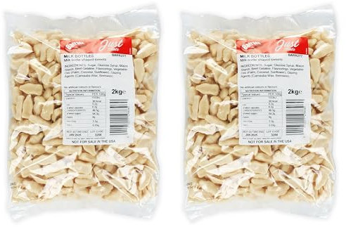 Milk Bottles 2kg: Double Bulk Bag Treat for The Ultimate Milk Bottle Lover - (2 x 2kg Wholesale Bags) - 14,14