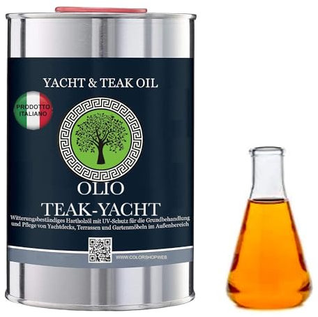 OLIO TEAK NATURAL GSW, protezione UV di mobili e pavimenti pietra naturale e BARCHE E YACHT, incolore - naturale (1000 ml)