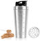 BFXMV Protein-Shaker-Flasche, 750 ml, Edelstahl-Protein-Shaker-Becher, Fitness-Shaker-Flasche, Protein-Mixer, Shaker-Ergänzungsflasche mit Mixball, auslaufsichere Metall-Sport-Wasserflasche für Männer