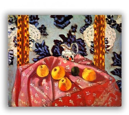 TAREOM Naturaleza muerta con manzanas sobre tela rosa Pinturas famosas Impresión en lienzo Reproducciones de Cuadros clásicas Arte de pared en lienzo para sala de estar 80x100cm Sin marco