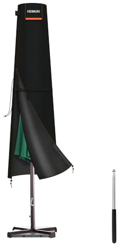 HEIMUNI Housse de Protection pour Parasol Ø 2m 3m Housse Parasol Deporte en Tissu Oxford 420D Housses pour Parasols de Jardin Imperméable Couverture de Parasol Exterieur Résistant aux UV, 195x30/50cm