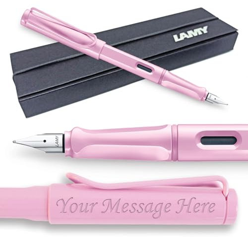 Fountain Pen Lamy Safari - Personalised with Engraving (Broad Nib, Light Rose)