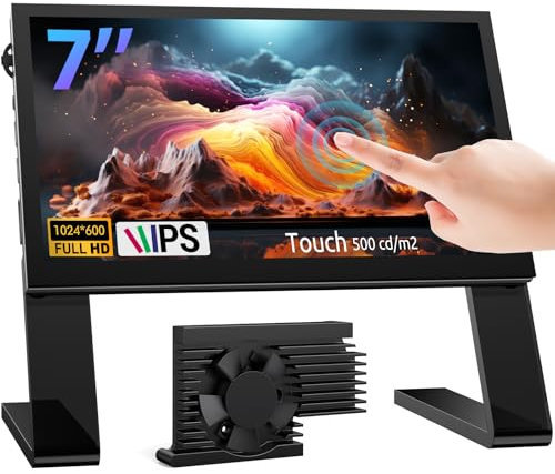 innomaker 7 inch IPS LCD Display, Capacitive Touch Screen 1024x600 HDMI Monitor with Dual-Speaker for Raspberry Pi 5/4B/3B+/3B/B+, Support Installation of DAC/DAC PRO/AMP/AMP PRO
