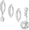 Eyezeeption 4 Stück Bauchnabelpiercing Ring Bauchnabelpiercing 10mm 12mm Stablänge Clip Silber mit Strass Bauchnabelpiercing Chirurgenstahl Geschenk für Frauen Schmuck