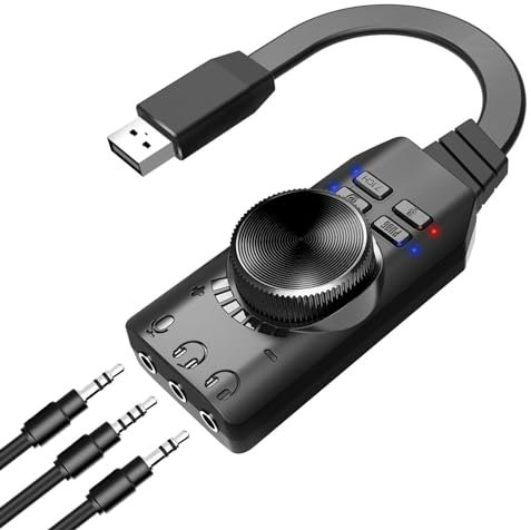 Carte Son Externe - Son Surround virtuel 7.1 Adaptateur USB Audio Optique avec contrôle du Volume | Carte Son sans Pilote, Interface Audio USB Portable pour League of Legend, Casque, Casque
