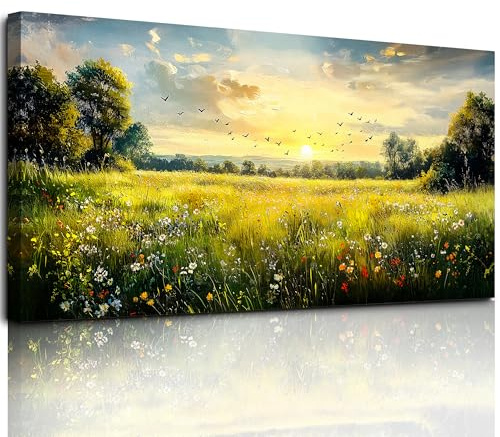 MHARTK66 Modern ästhetische Bilder Wohnzimmer Landschaft Gemälde 50x100 cm | hd-druck mit klaren details, leichtes aufhängen, schnelle montage, flexibel einsetzbar und ideal als passende geschenkidee