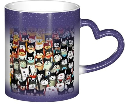 SABFWF Mug magique personnalisé avec imprimé chat de dessin animé pour la maison et le bureau