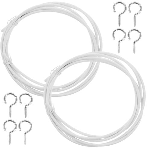 Warmhm Vorhänge Für Schienensystem 2er Set Gardinen Drahtset Vorhangdraht Mit Zubehör Für Die Aufhängung Von Vorhängen Ideal Für Badezimmerfenster Und Kurze Gardinen Inklusive 4 Ösen Und 4 Haken