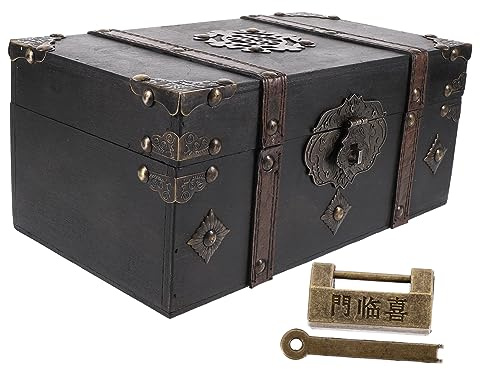 Cabilock Vintage Holzkiste Mit Schloss Und Deckel Holz Schmuck Aufbewahrungsbox Mit Großem Fassungsvermögen Retro Schmuckkasten Für Ringe Ketten Ohrringe Und Kleine Schmuckstücke Stilvolle