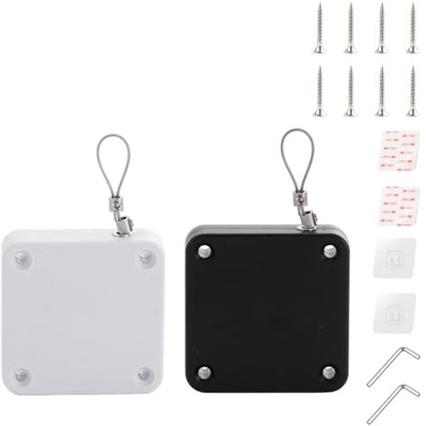 Hinapan Lot de 2 ferme-portes coulissants automatiques sans perforation 800 g améliorés avec cordon de serrage réglable en acier pour moustiquaire, salle de bain, chambre et bureau