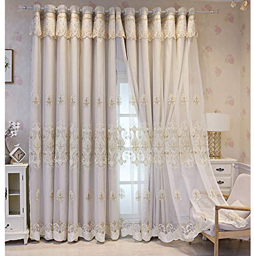 Tenda oscurante in tulle ricamato, a doppio strato, per soggiorno e camera delle ragazze, a risparmio energetico e isolamento termico, traspirante, per hotel, con design a doppia coperta