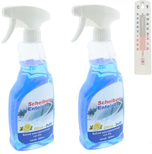 der kleine Handwerker 2 x Scheibenenteiser 500ml in Sprühflasche Auto Eisspray Entfroster Enteiser Enteiserspray Sprühenteiser + Gratis Thermometer
