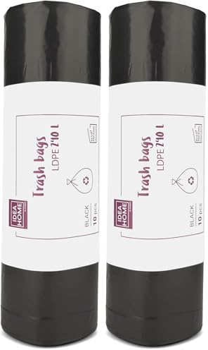 D.RECT Sacs Poubelle 240L, 10 Pièces, Sacs Poubelles pour le Recyclage, Noir (Lot de 2)
