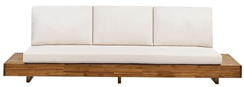 Beliani Garten-Sofa 3 Sitzer Kissen für den Außenbereich Zertifizierte Akazie Helles Holz Marettimo