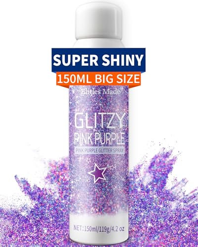 Elitles Made Body Glitter Glitzer Haarspray,150ML Glitzer Spray Haare und Körper,Lila Glitter Spray Body Glitzerspray for Haare Basteln Kleidung