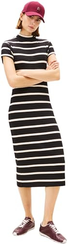 Tommy Hilfiger Damen Slim 5x2 Rib Mock-nk Ss DRS Ww0ww47860 Figurbetontes Kleid (1er Pack)