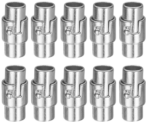 sourcing map 10pcs Leather Cord End Clasp 6mm Hole Magnetic Cord End Caps Closures Leather Bracelet Buckle for Jewelry Making DIY Supplies Crafts, Silver Tone